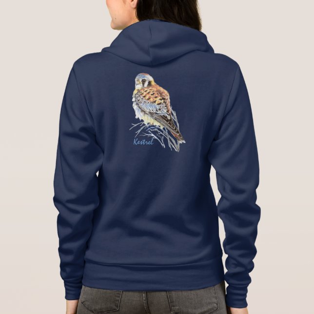 Watercolor American Kestrel Falcon Bird Hawk Hoodie (Rückseite)