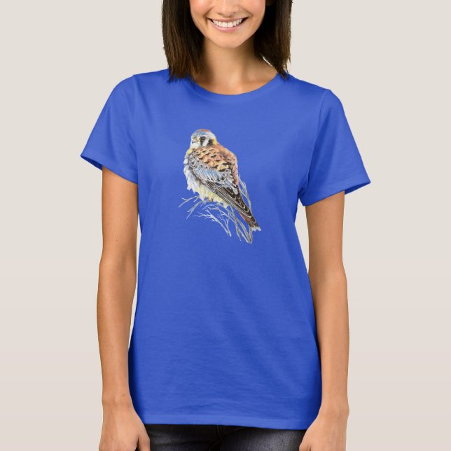Watercolor American Kestrel Falcon Bird Hawk T-Shirt (Vorderseite)