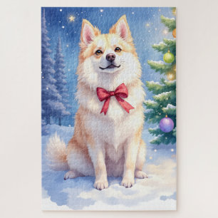 Watercolor Amerikanischer Eskimo-Hund funkelnde We
