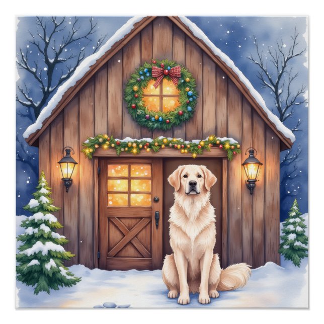 Watercolor Anatolian Shepherd Dog Rustic Barn Poster (Vorderseite)