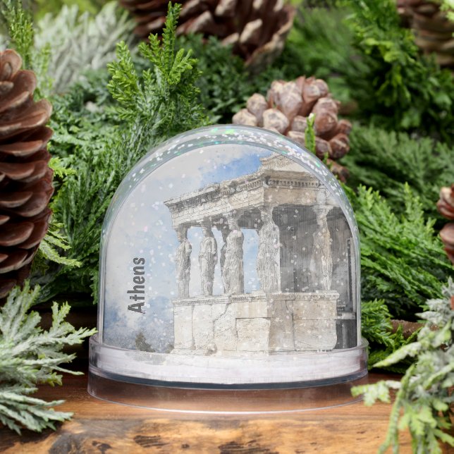 Watercolor Ancient Ruins of Athens Greece  Schneekugeln (Winter)