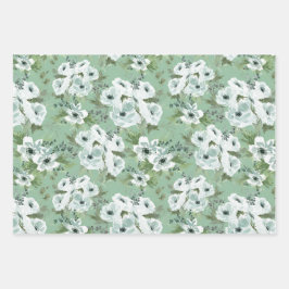 Watercolor anemone Wrapping Paper  Set of 3 Geschenkpapier Set