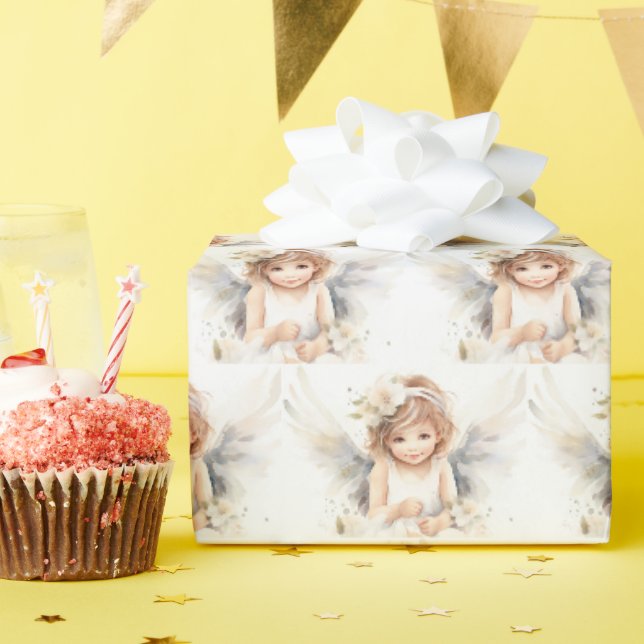 Watercolor Angel Girl Geschenkpapier (Geburtstagsparty)