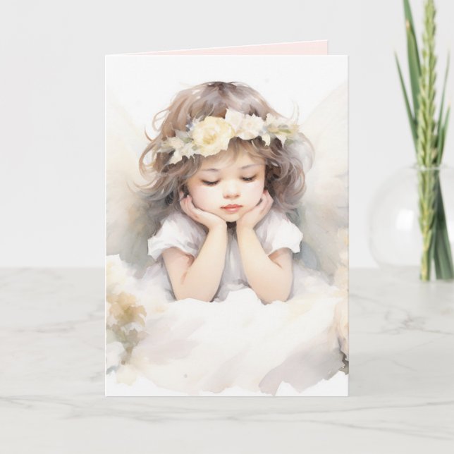 Watercolor Angel Girl Karte (Vorderseite)