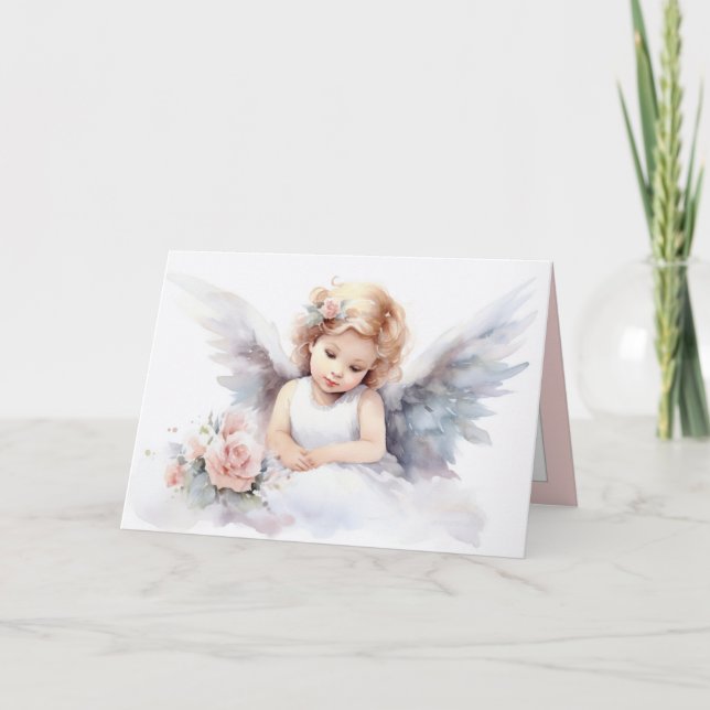 Watercolor Angel Girl Karte (Vorderseite)