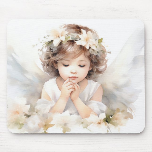 Watercolor Angel Girl Mousepad (Vorne)