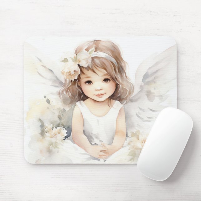 Watercolor Angel Girl Mousepad (Mit Mouse)
