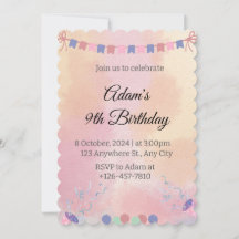 Watercolor Anniversaire Invitation - Carte de fête