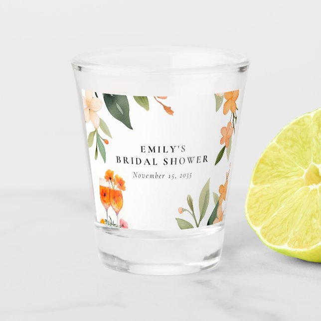 Watercolor Aperol Spritz Brautparty Schnapsglas (Vorderseite)