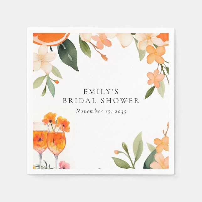 Watercolor Aperol Spritz Brautparty Serviette (Vorderseite)