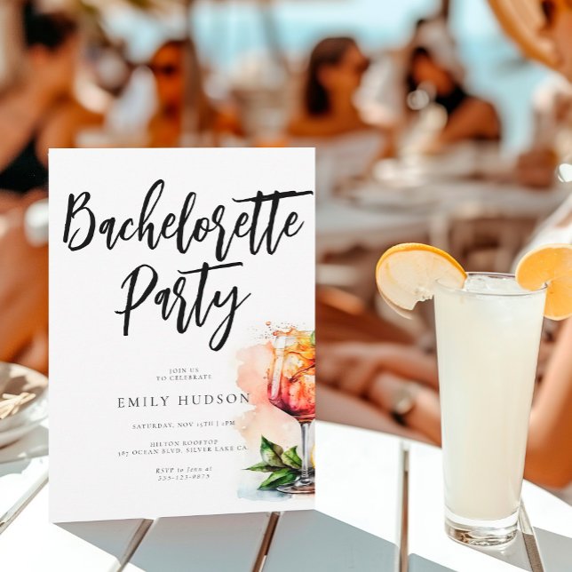 Watercolor Aperol Spritz Junggeselinnen-Abschied Einladung (Von Creator hochgeladen)