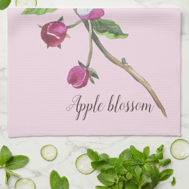 Watercolor Apple Blossom Geschirrtuch (Gefaltet)