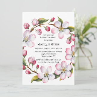 Watercolor Apple Cherry Blossom Bridal Shower Einladung