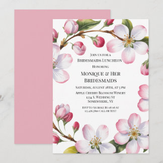 Watercolor Apple Cherry Blossom Bridesmaids Lunch Einladung