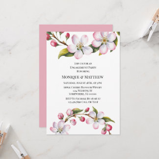 Watercolor Apple Cherry Blossom Engagement Party  Einladung