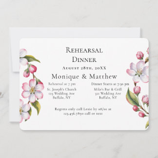Watercolor Apple Cherry Blossom Rehearsal Dinner Einladung