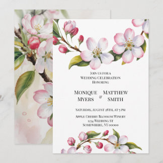 Watercolor Apple Cherry Blossom Wedding Einladung