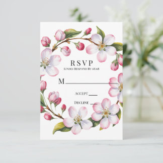 Watercolor Apple Cherry Blossom Wedding RSVP Karte