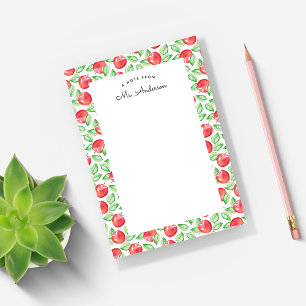 Watercolor Apple Pattern   Personalized Post-it Klebezettel