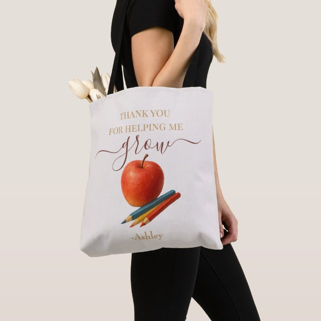 Watercolor Apple Teacher - Danke, Geschenk Tasche (Von Nahem)