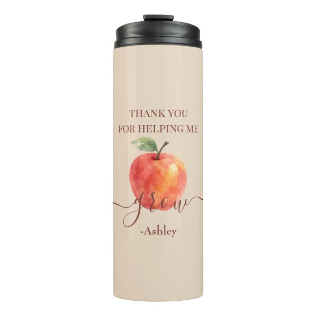 Watercolor Apple Teacher - Danke, Geschenk Thermosbecher (Vorderseite)