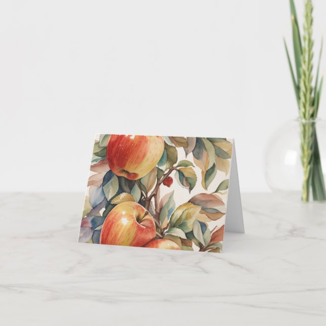 Watercolor Apple Vielen Dank Dankeskarte (Vorderseite)