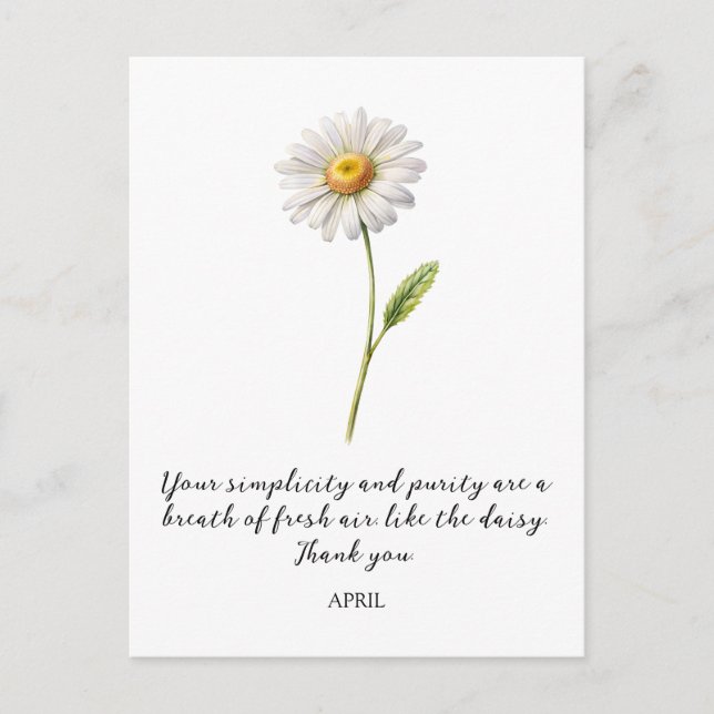 WATERCOLOR APRIL DAISY BIRTH FLOWER POSTCARD POSTKARTE (Vorderseite)