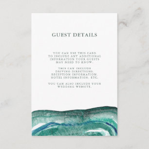 Watercolor Aquamarin Geode Wedding Guest Informati Begleitkarte