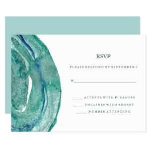 Watercolor Aquamarin Geode Wedding RSVP