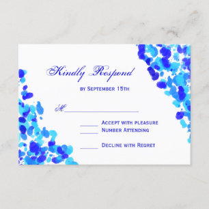 Watercolor Aquamarin Royal Blue Wedding RSVP Cards Karte