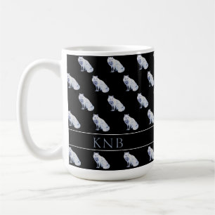 Watercolor Arctic Fox Weihnachtsmuster Monogram Kaffeetasse