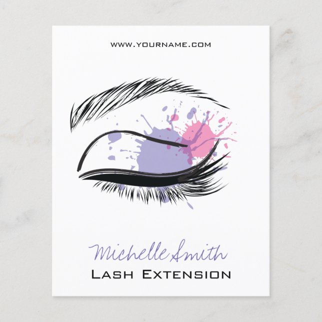 Watercolor-Augenlider Lash-Verlängerungssymbol Flyer (Vorne)