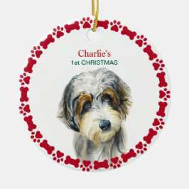 Watercolor Aussie Doodle Personalisiert Weihnachte Keramik Ornament