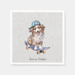 Watercolor Australian Shepherd Napkins Serviette