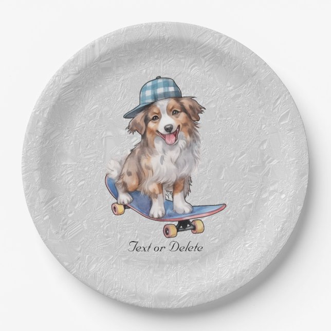 Watercolor Australian Shepherd Paper Plate Pappteller (Vorderseite)