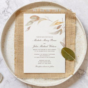 Watercolor Autumn Branch Simple Faire-part de mari