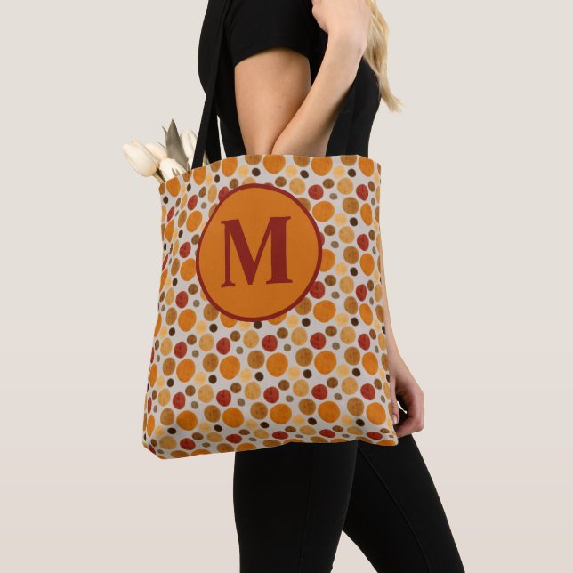 Watercolor Autumn Fall Circles Everyday Monogram Tasche (Von Nahem)