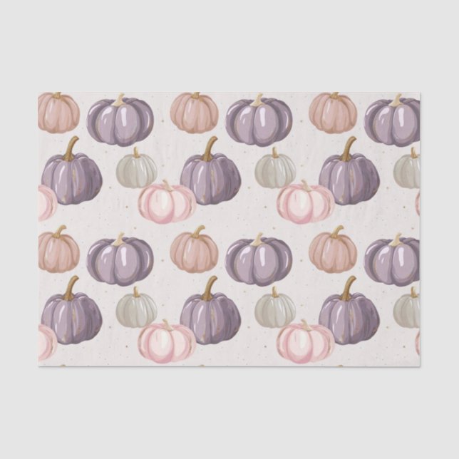 Watercolor Autumn Pumpkin Pattern Fall Decoupage Seidenpapier (Vorderseite)