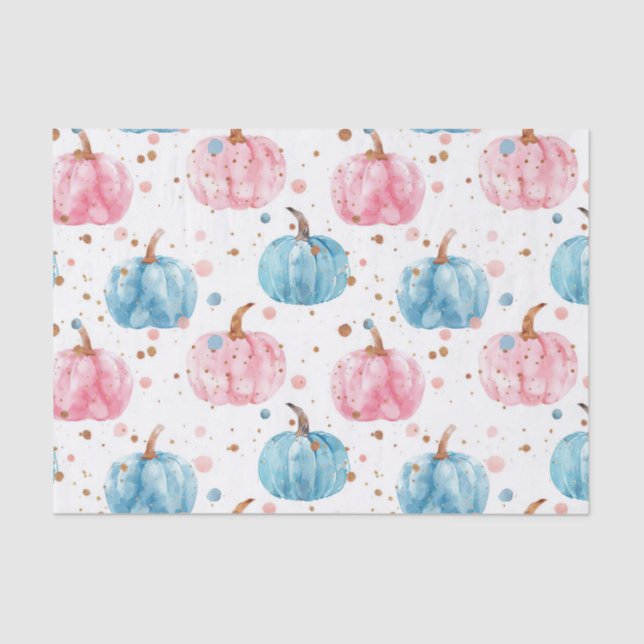 Watercolor Autumn Pumpkin Pattern Fall Decoupage Seidenpapier (Vorderseite)