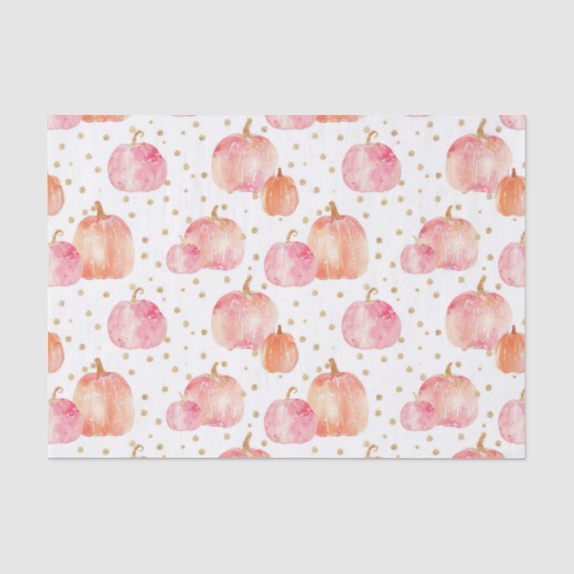 Watercolor Autumn Pumpkin Pattern Fall Decoupage Seidenpapier (Vorderseite)