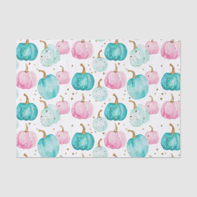 Watercolor Autumn Pumpkin Pattern Fall Decoupage Seidenpapier (Vorderseite)