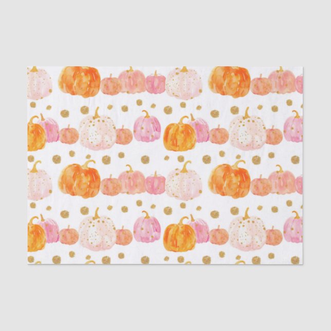 Watercolor Autumn Pumpkin Pattern Fall Decoupage Seidenpapier (Vorderseite)