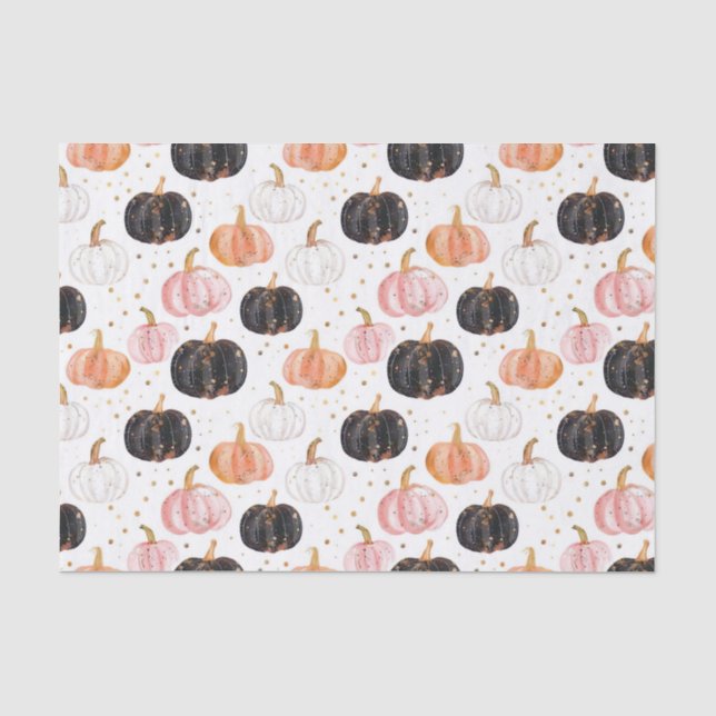 Watercolor Autumn Pumpkin Pattern Fall Decoupage Seidenpapier (Vorderseite)