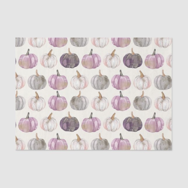 Watercolor Autumn Pumpkin Pattern Fall Decoupage Seidenpapier (Vorderseite)