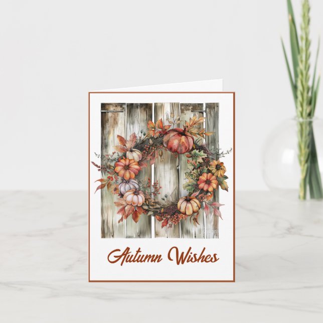 Watercolor Autumn Wreath Grußkarte Karte (Vorderseite)