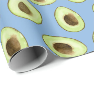 Watercolor Avocado Blue Geschenkpapier