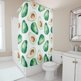 Watercolor Avocado Pattern Duschvorhang