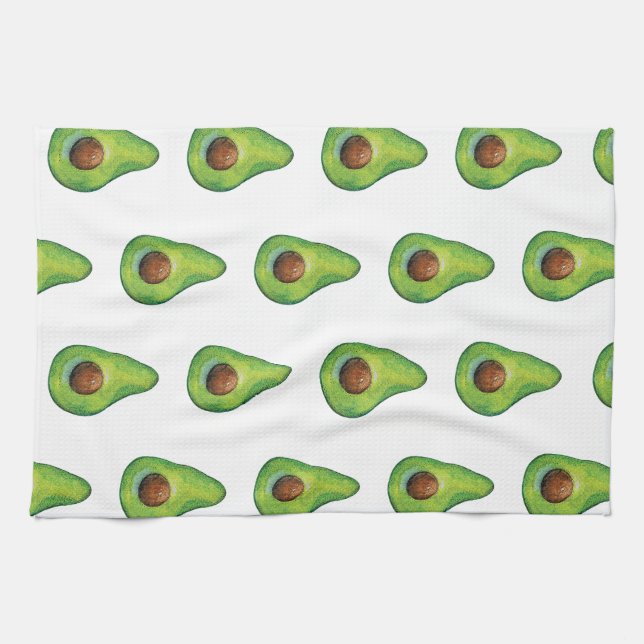 Watercolor Avocado Pattern Geschirrtuch (Horizontal)