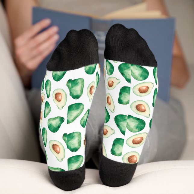 Watercolor Avocado Pattern Socken (Unterseite)