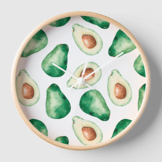 Watercolor Avocado Pattern Uhr